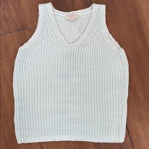 LOFT Knit Sleeveless sweater vest, ice blue, small